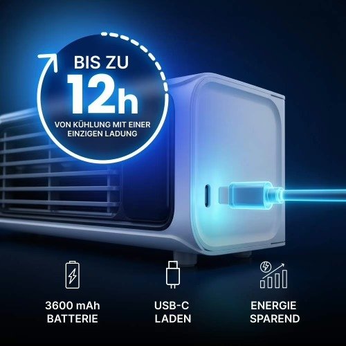 AirZuma – bis zu 12h Kühlung mit einer Ladung, USB-C, energiesparend